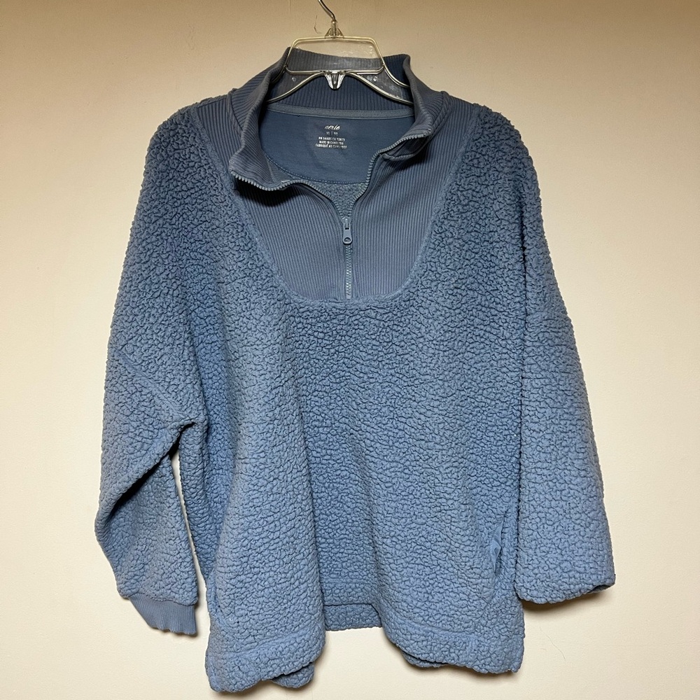 Aerie Dream Sherpa Womens Pullover Sweatshirt 1/4 Zip